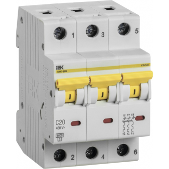 Автоматический выключатель IEK ВА47-60M 3Р 20А 6кА С - MVA31-3-020-C