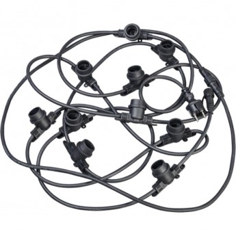 Гирлянда белт-лайт 10м 20 патронов E27 без ламп IP65 черный шнур 2м 230В транзит IEK LIGHTING - LGDU601-0-020-10-B-S-65