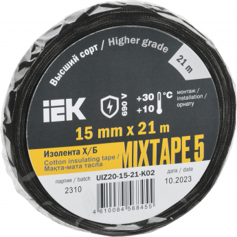 Изолента IEK MIXTAPE 5 Х/Б 15мм 21м Изолента IEK MIXTAPE 5 Х/Б 15мм 21м