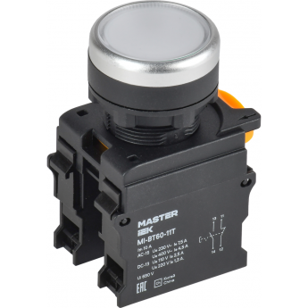 Кнопка с фиксацией IEK MASTER MI-BT60-11T-3-21-K01 d=22мм 1NO+1NC белая
