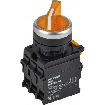 Переключатель с подсветкой на 2 положения IEK MASTER MI-SW60-11XD-3-14-2-K05 1NO+1NC жёлтый