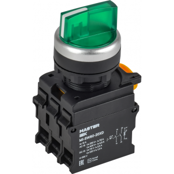 Переключатель с подсветкой на 3 положения IEK MASTER MI-SW60-20XD-4-14-3-K06 2NO зеленый
