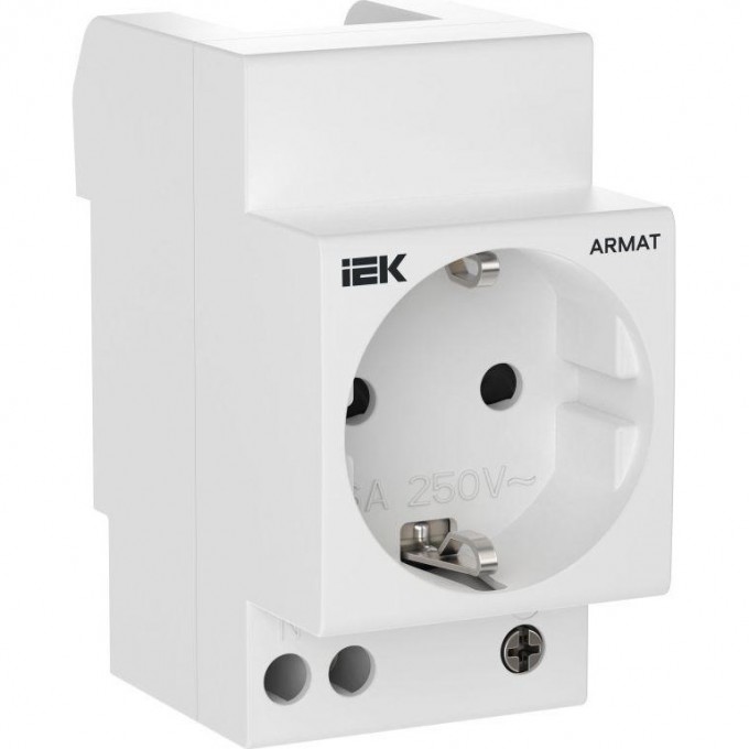 Розетка на DIN-рейку IEK ARMAT 16А 45мм с заземлением с защитными шторками AR-SOD-G-GND-S-016